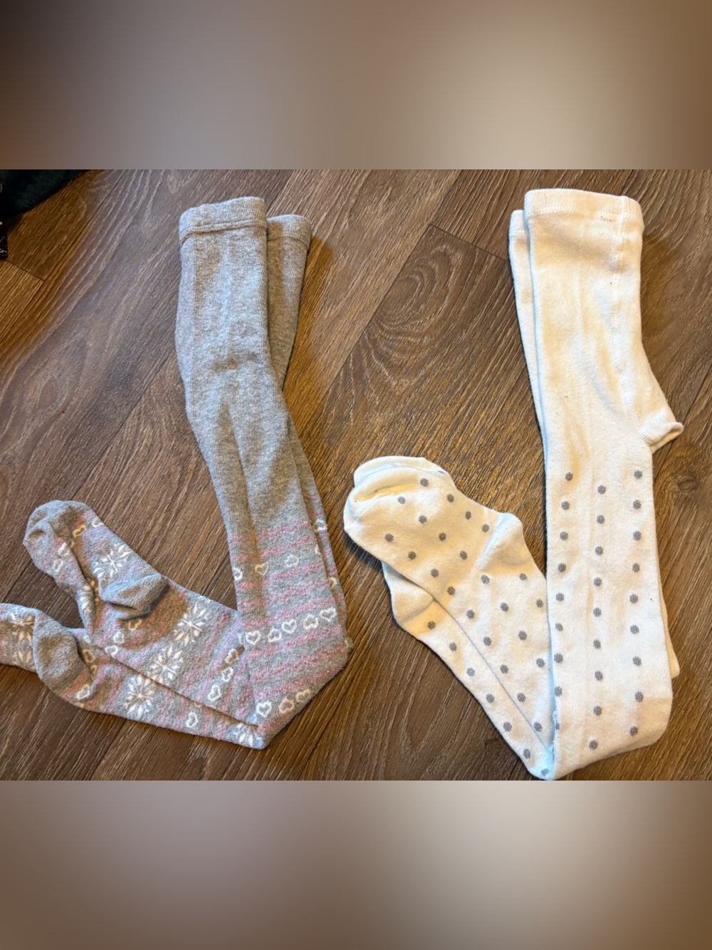 Kids Cozy Knit Polka Dot and Fair Isle Tights - White & Gray